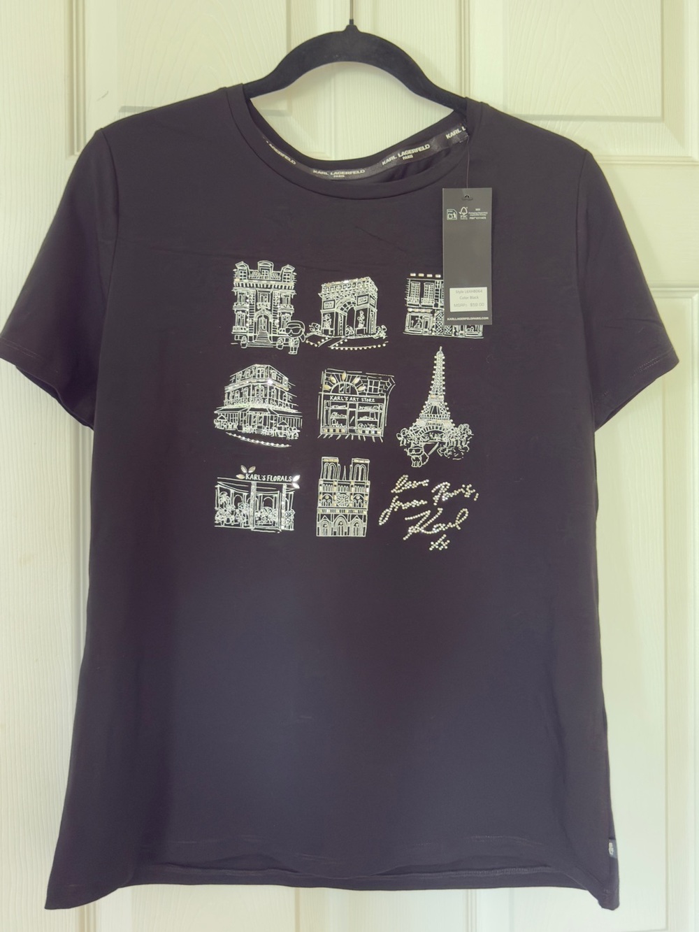 Karl Lagerfeld Black Graphic Paris Sketch Tee - Unbranded - Picture 1 of 5